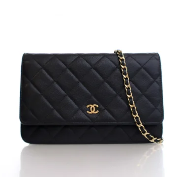 Chanel Black Caviar Classic Wallet On Chain (WOC)