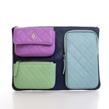 Chanel Blue Lambskin Extra Space O-Case