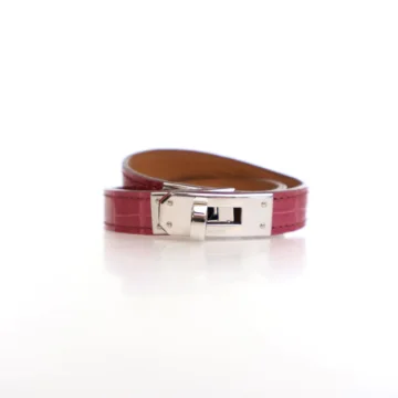 Hermes Rose Mexico Alligator Kelly Double Tour Bracelet