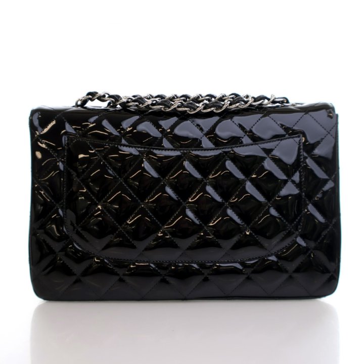 ショルダーバッグ・ポシェット × ヴィンテージ(中古) Chanel Patent Classic Jumbo Chanel Jumbo Black Patent Classic Single Flap Bag - Luxe Du Jour
