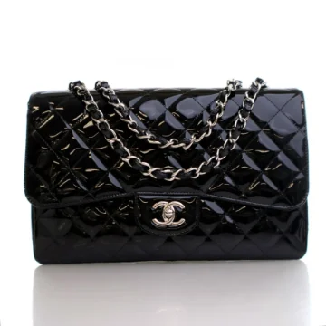 Chanel Jumbo Black Patent Classic Single Flap Bag