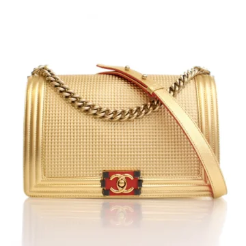 Chanel Medium Lambskin Embossed Cube Boy Bag