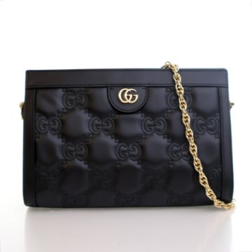 Gucci Logo Embossed Calfskin Chain Wallet - Luxe Du Jour