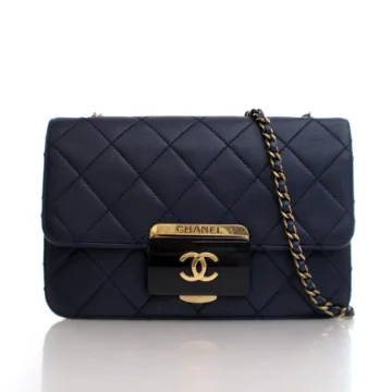 Chanel Small Blue Calfskin Beauty Lock Flap Bag