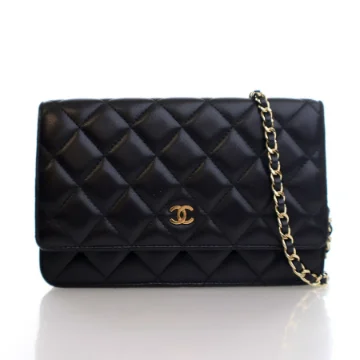 Chanel Black Lambskin Classic Wallet On Chain (WOC)