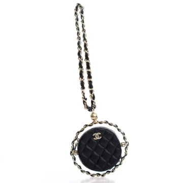 Chanel Black Lambskin Rotating Cluch On Chain