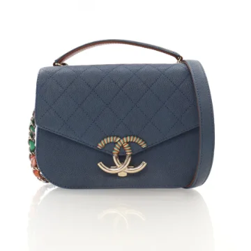 Chanel Blue Caviar Paris Cuba Thread Around Flap Bag