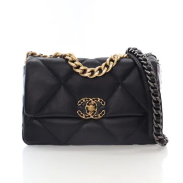 Chanel Medium Black Lambskin 19 Flap Bag