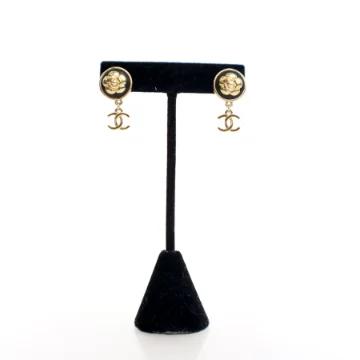 Chanel Camellia CC Drop Earrings
