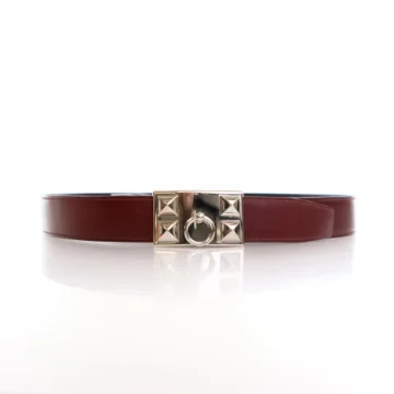 Hermes Rouge H Swift Collier De Chien Belt Sz 95