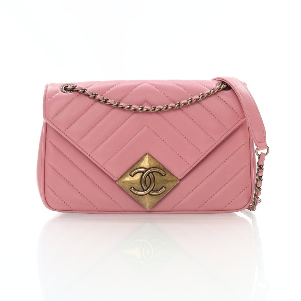 希少 ◆◆CHANEL SHOPPING CENTER◆◆ NWT CHANEL 24P LAMBSKIN & GOLD-TONE METAL ORANGE & DARK PINK