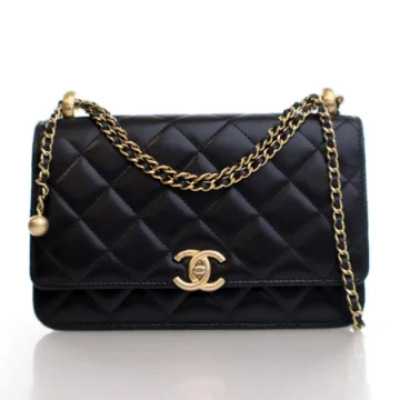Chanel Black Shiny Calfskin Perfect Fit Wallet On Chain (WOC)