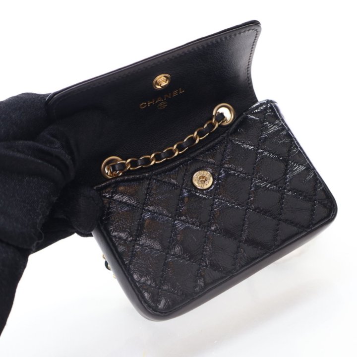 Chanel Black Shiny Calfskin Waist Belt Bag - Luxe Du Jour