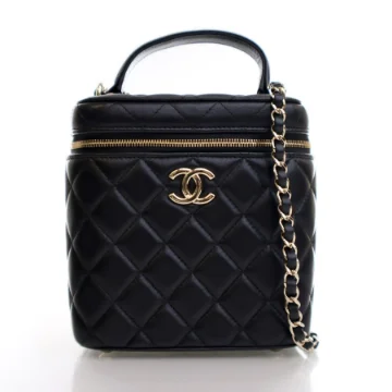 Chanel Medium Black Lambskin Vanity Top Handle