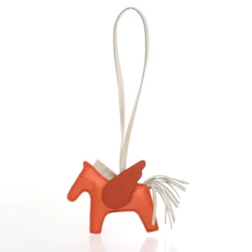 Hermes Orange Poppy Milo Lambskin Rodeo Charm PM