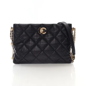 Chanel Black Lambskin Crush on Chains Shoulder Bag