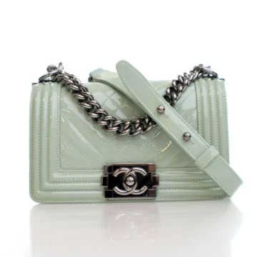 Chanel Small Green Patent Boy Bag