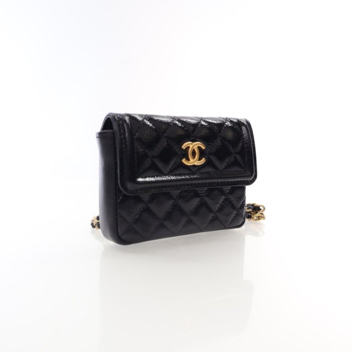 Chanel Waist Belt Bag Quilted Shiny Calfskin Black Leather Chanel Shiny Aged Calfskin Quilted CC Pockets Jacket Waist  main image 4