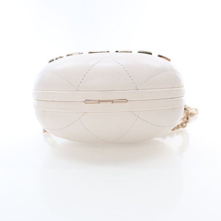 Chanel White Lambskin Oval Minaudiere - Luxe Du Jour