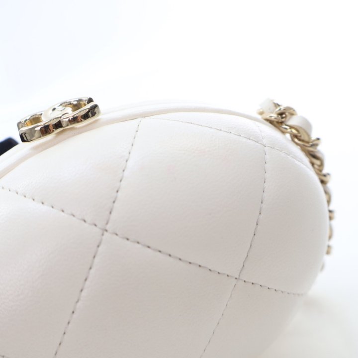 Chanel White Lambskin Oval Minaudiere - Luxe Du Jour