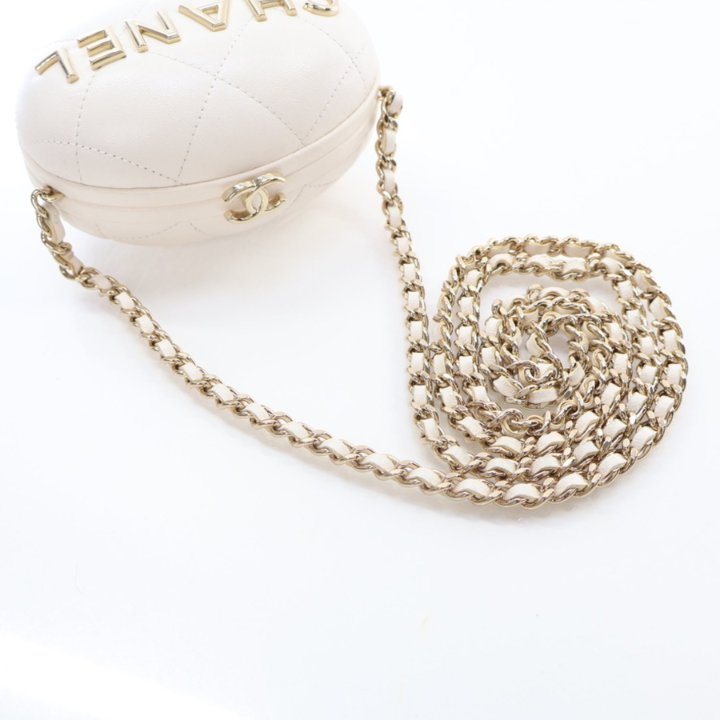 Chanel White Lambskin Oval Minaudiere - Luxe Du Jour
