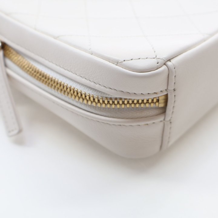Chanel White Calfskin Top Handle Camera Case - Luxe Du Jour