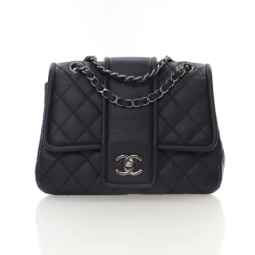 Chanel Navy Lambskin Elementary Chic Flap Bag