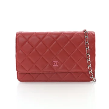 Chanel Red Lambskin Wallet On Chain (WOC)