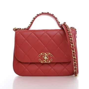 Chanel Mini Red Calfskin Chain Affinity Flap Bag