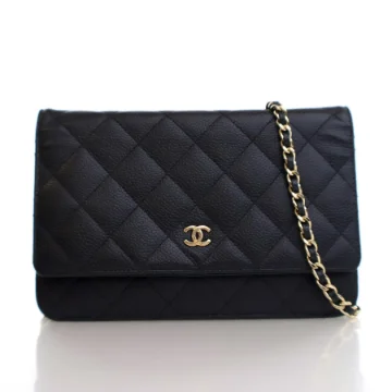 Chanel Black Caviar Classic Wallet On Chain (WOC)