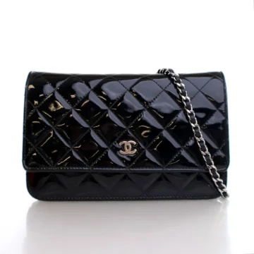 Chanel Black Patent Classic Wallet On Chain (WOC)