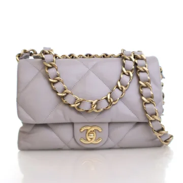 Chanel Small Grey Lambskin Chain Top Handle Flap Bag