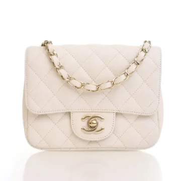Chanel Mini White Caviar Square Classic Flap Bag
