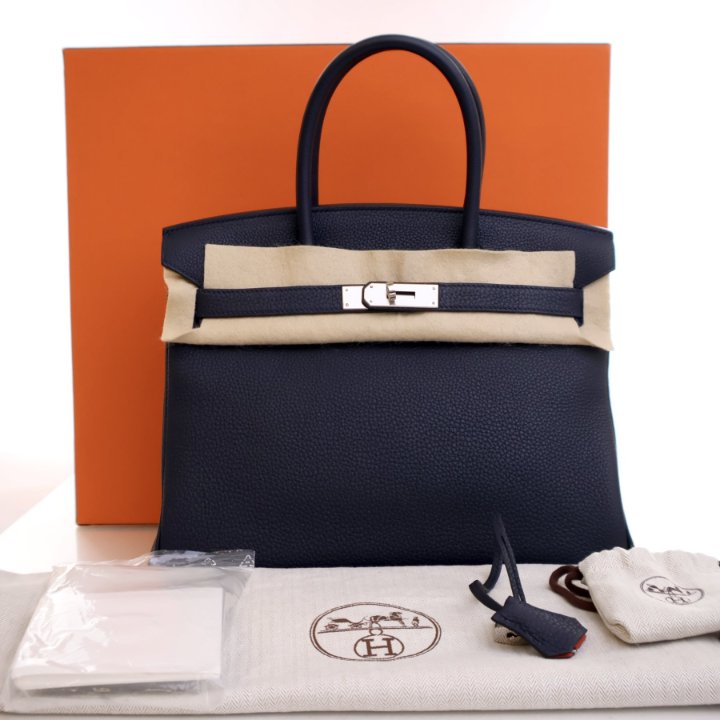 Hermes Bleu Nuit Togo Verso Birkin 30 Luxe Du Jour