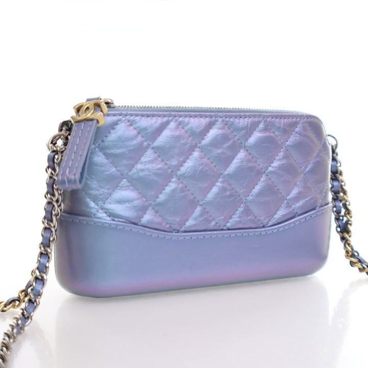 Chanel Blue Aged Calfskin Gabrielle Clutch With Chain - Luxe