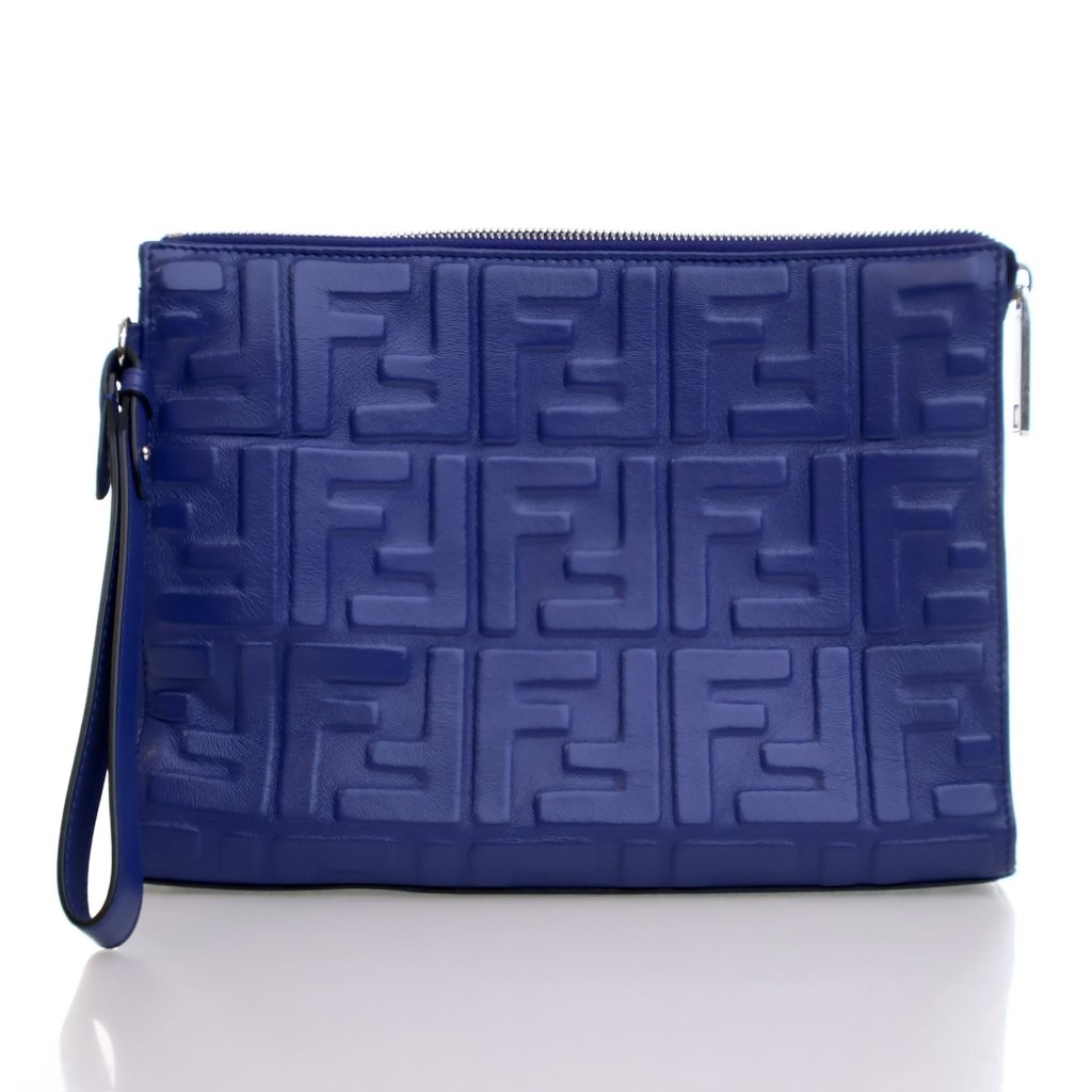 Fendi FF 1974 Embossed Calfskin Clutch - Luxe Du Jour