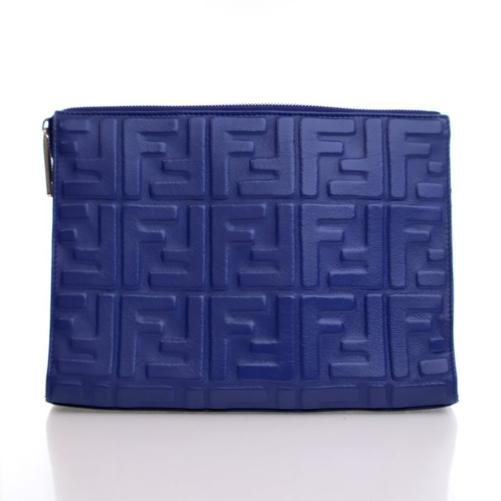 Fendi FF 1974 Embossed Calfskin Clutch - Luxe Du Jour