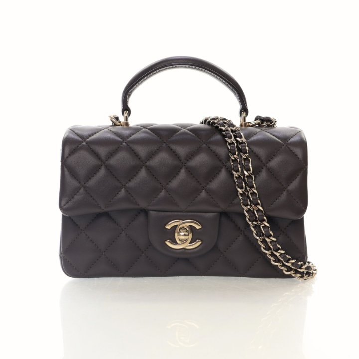 Chanel Mini Lambskin Rectangular Top Handle Classic Flap Bag
