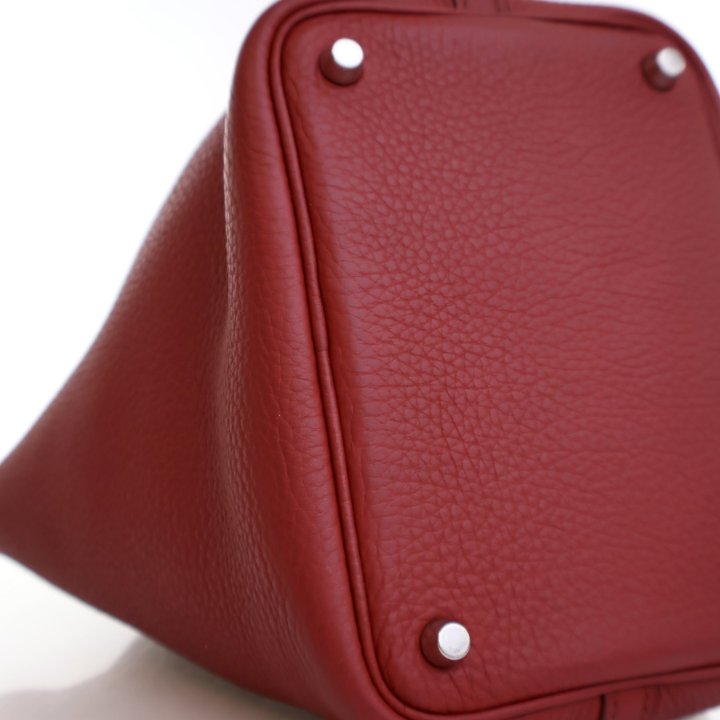 Hermes Rouge Grenat Clemence Picotin Lock 18 - Luxe Du Jour