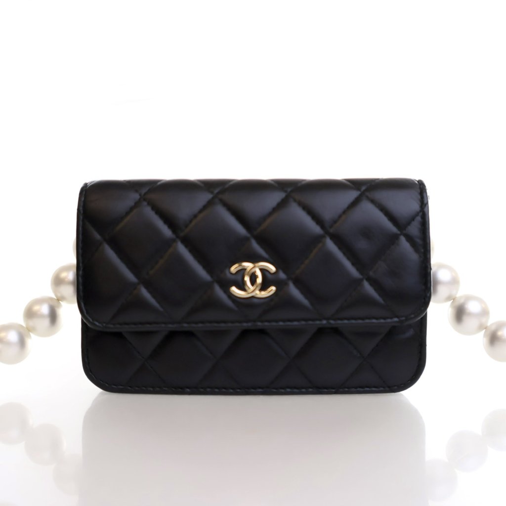 Chanel Mini Lambskin Maxi Pearls Clutch On Chain - Luxe Du Jour