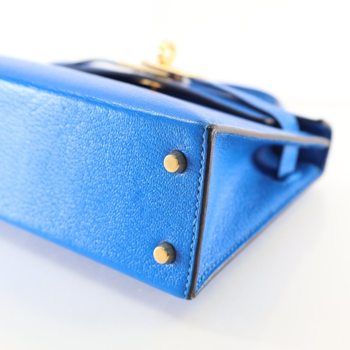 Hermes Bleu Hydra Chevre Mysore Mini Kelly 20 - Luxe Du Jour