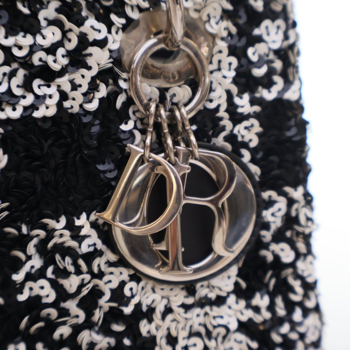 希少■Lady Dior■艶エナメル×ラインストーン■ブラック×シルバー■レア クリスチャンディオールレディディオール 2WAYバッグ 黒 シルバー金具