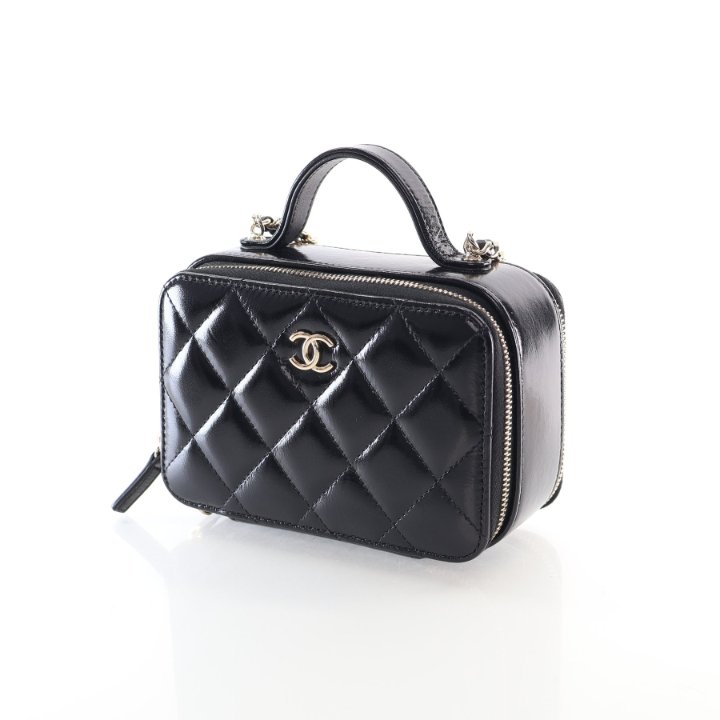 Chanel Mini Glazed Calfskin Double Zip CC Vanity Case - Luxe Du Jour