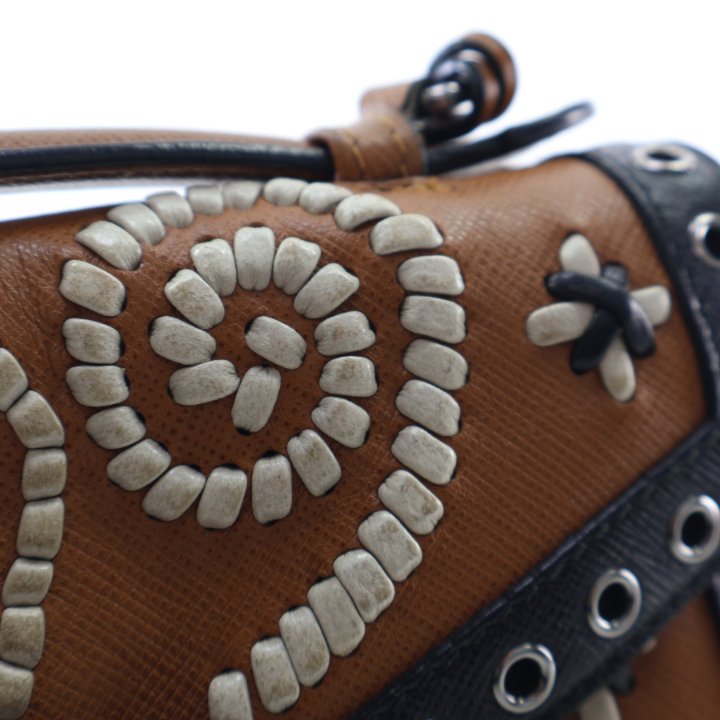 Prada Saffiano Embroidered Pattina Sound Crossbody Bag - Luxe Du Jour
