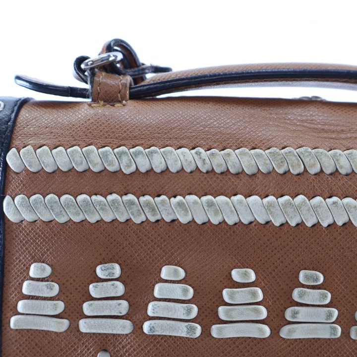 Prada Saffiano Embroidered Pattina Sound Crossbody Bag - Luxe Du Jour