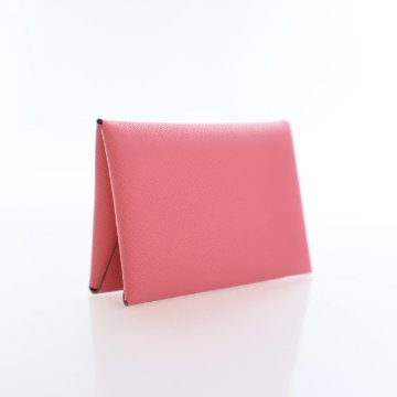 Hermes Rose Azalee Epsom Calvi Duo Compact Card Holder - Luxe Du Jour