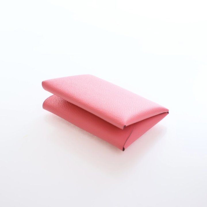 Hermes Rose Azalee Epsom Calvi Duo Compact Card Holder - Luxe Du Jour