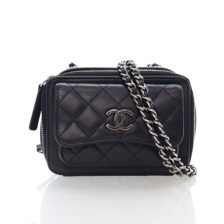 Chanel Black Calfskin Camera Crossbody Bag - Luxe Du Jour