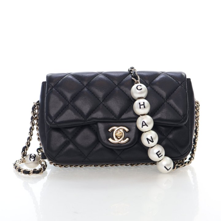 Chanel Mini Lambskin Pearl Chain Flap Bag Luxe Du Jour