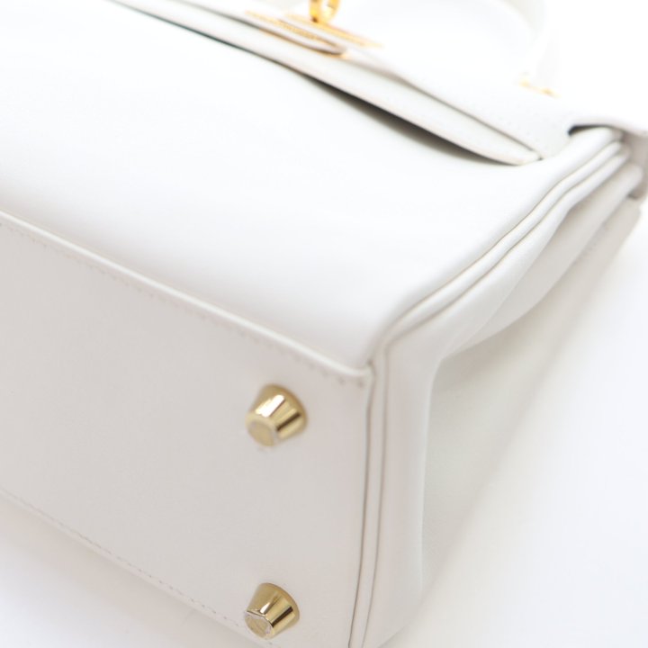 Hermes Blanc Swift Kelly 25 - Luxe Du Jour